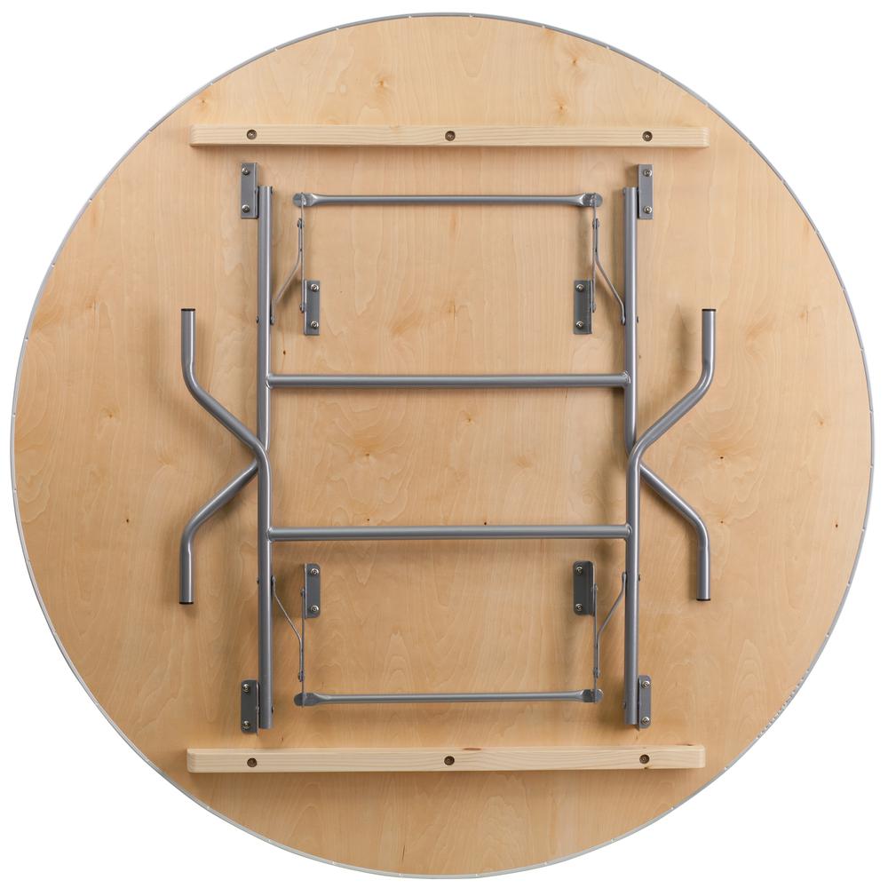 5-Foot Round Heavy Duty Birchwood Folding Banquet Table With Metal Edges By Flash Furniture | Side Tables | Modishstore - 2