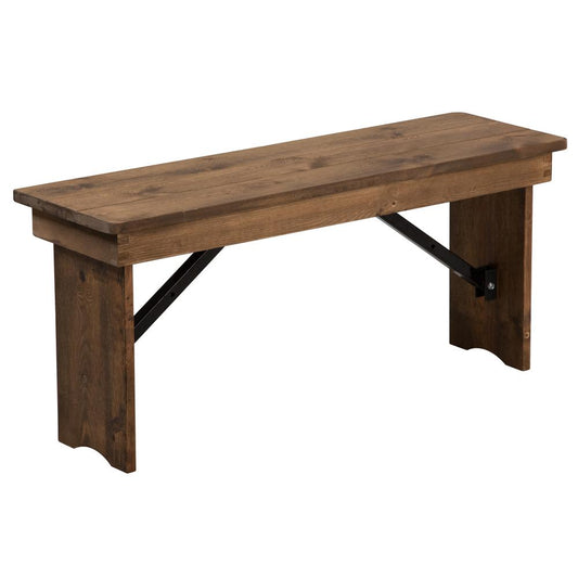 Hercules Series 40'' X 12'' Antique Rustic Solid Pine Folding Farm Bench By Flash Furniture | Dining Chairs | Modishstore