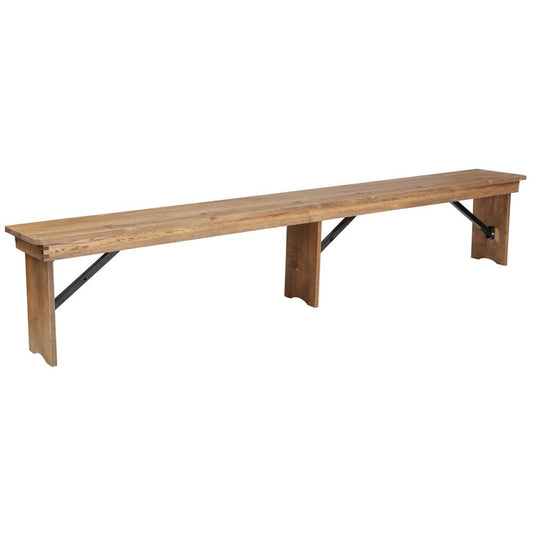 Hercules Series 8' X 12'' Antique Rustic Solid Pine Folding Farm Bench With 3 Legs By Flash Furniture | Dining Chairs | Modishstore