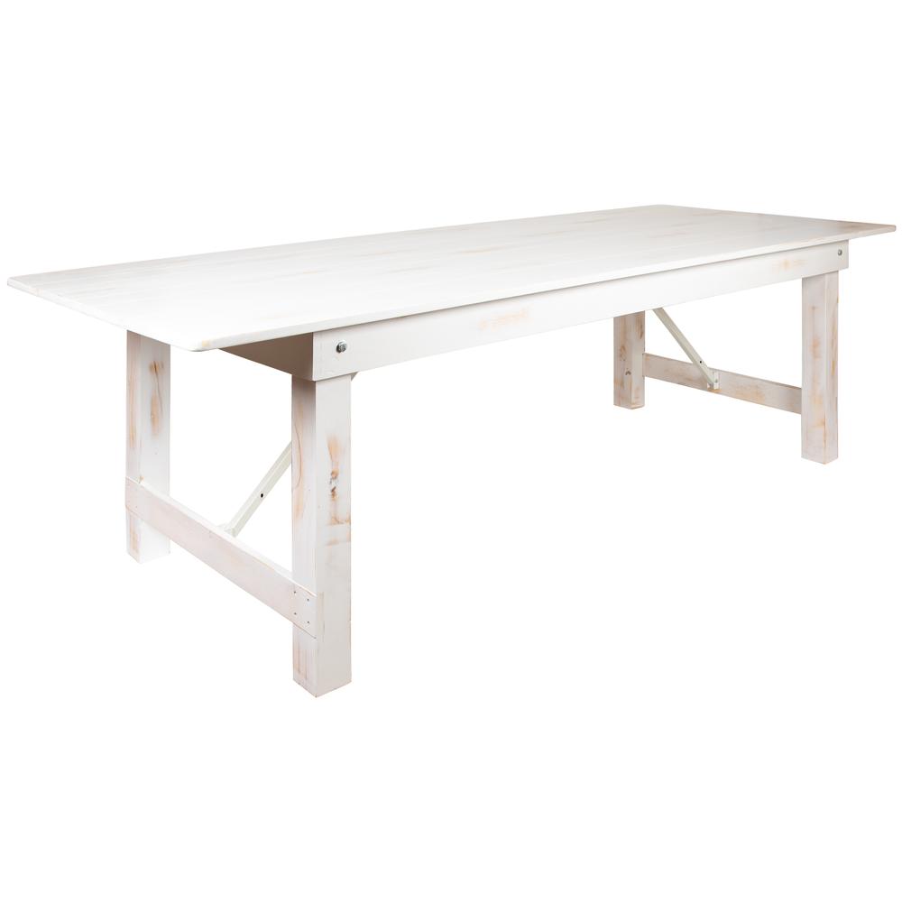 Hercules Series 9' X 40" Rectangular Antique Rustic White Solid Pine Folding Farm Table By Flash Furniture | Dining Tables | Modishstore - 2