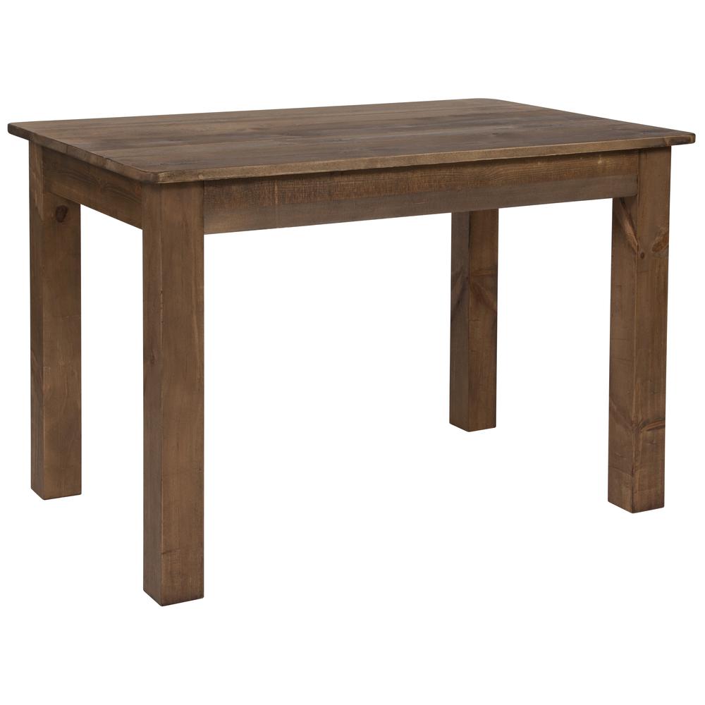 46" X 30" Rectangular Antique Rustic Solid Pine Farm Dining Table By Flash Furniture | Outdoor Tables | Modishstore - 1