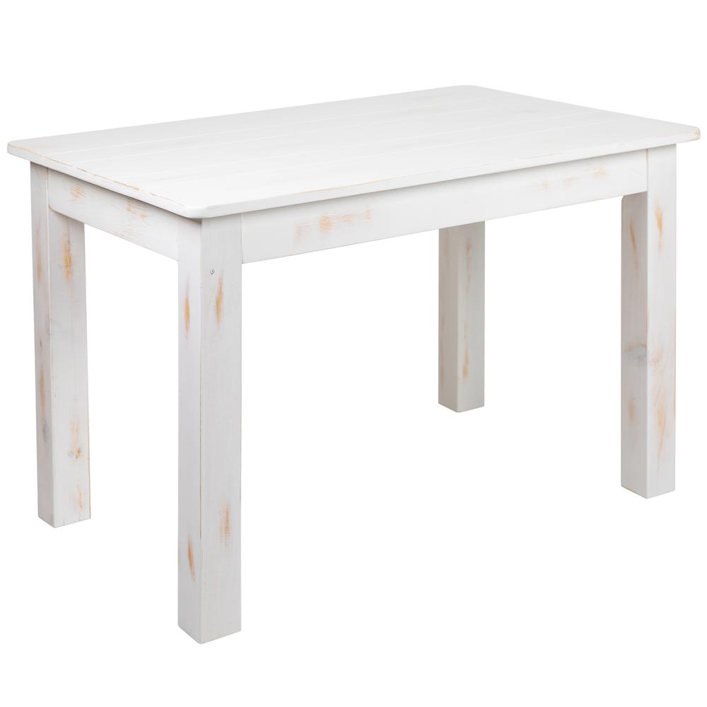 Hercules Series 46" X 30" Rectangular Antique Rustic White Solid Pine Farm Dining Table By Flash Furniture | Dining Tables | Modishstore - 2