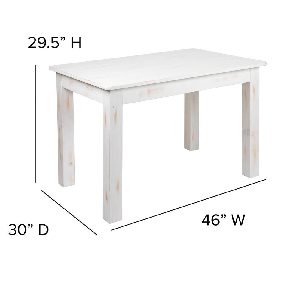 Hercules Series 46" X 30" Rectangular Antique Rustic White Solid Pine Farm Dining Table By Flash Furniture | Dining Tables | Modishstore - 4