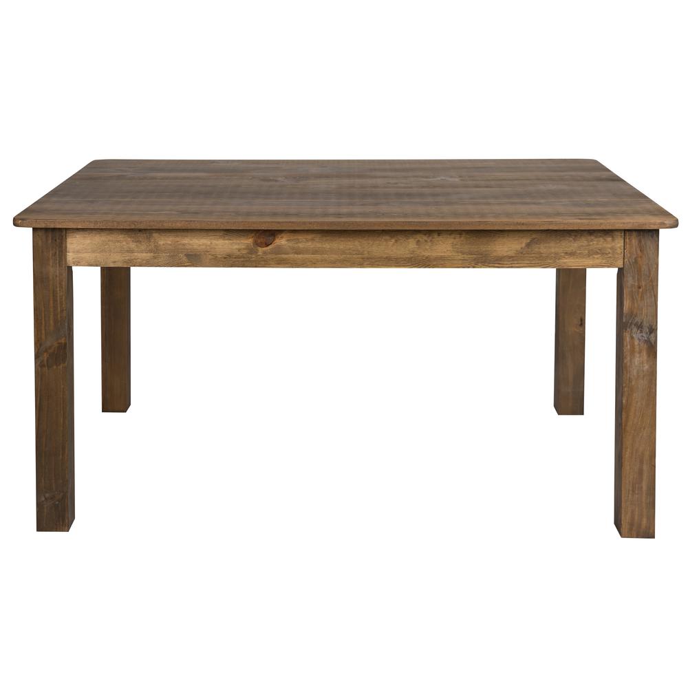 60" X 38" Rectangular Antique Rustic Solid Pine Farm Dining Table By Flash Furniture | Outdoor Tables | Modishstore - 3
