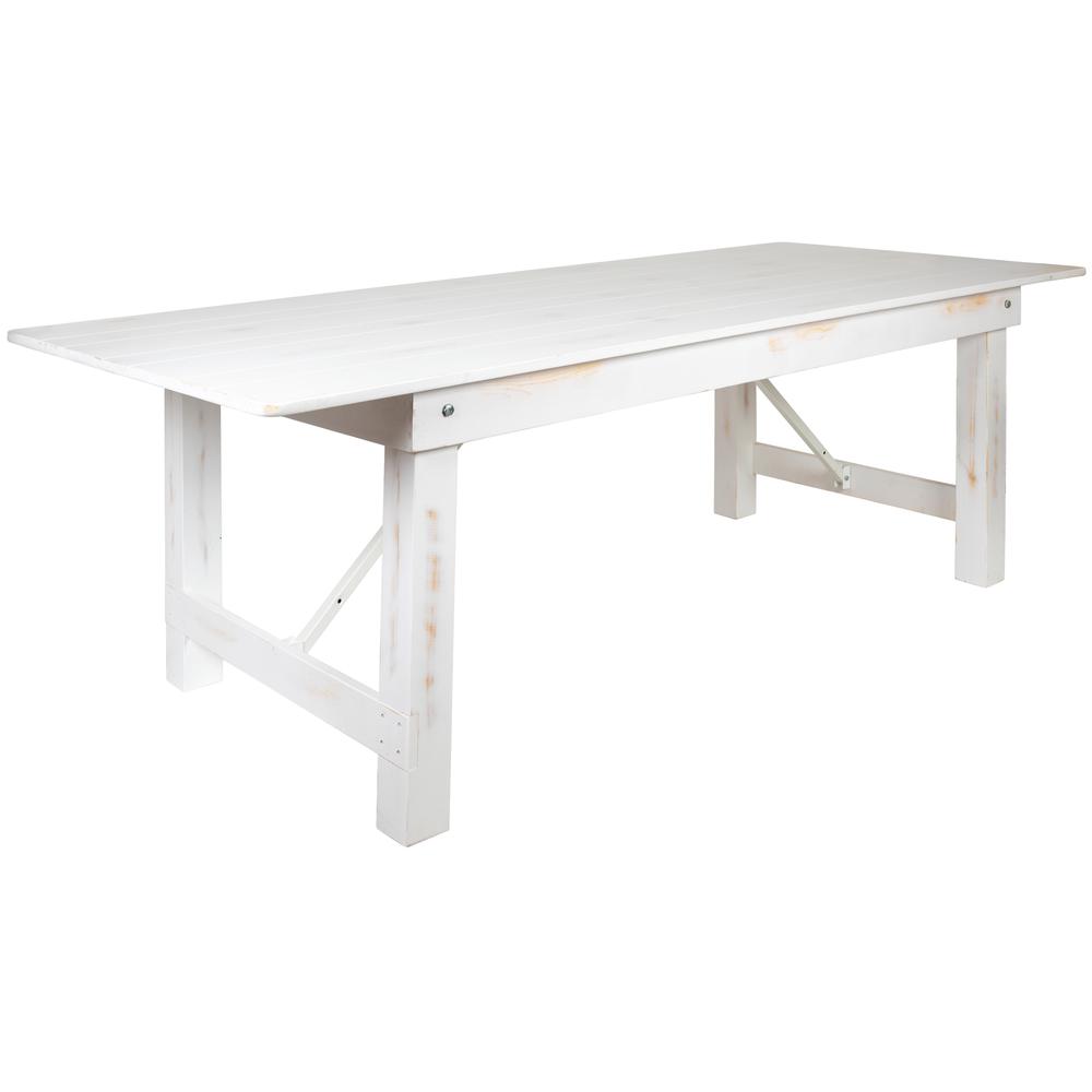 Hercules Series 8' X 40" Rectangular Antique Rustic White Solid Pine Folding Farm Table By Flash Furniture | Dining Tables | Modishstore - 2