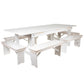 Hercules Series 8' X 40" Antique Rustic White Folding Farm Table And Six Bench Set By Flash Furniture | Dining Sets | Modishstore - 2