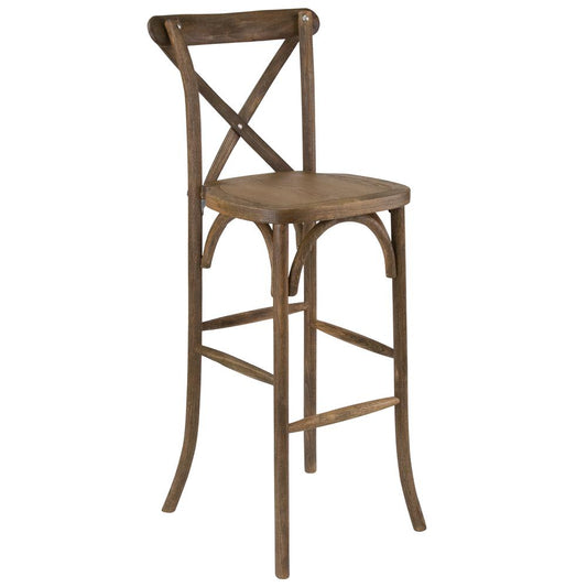 Hercules Series Dark Antique Wood Cross Back Barstool By Flash Furniture | Dining Chairs | Modishstore