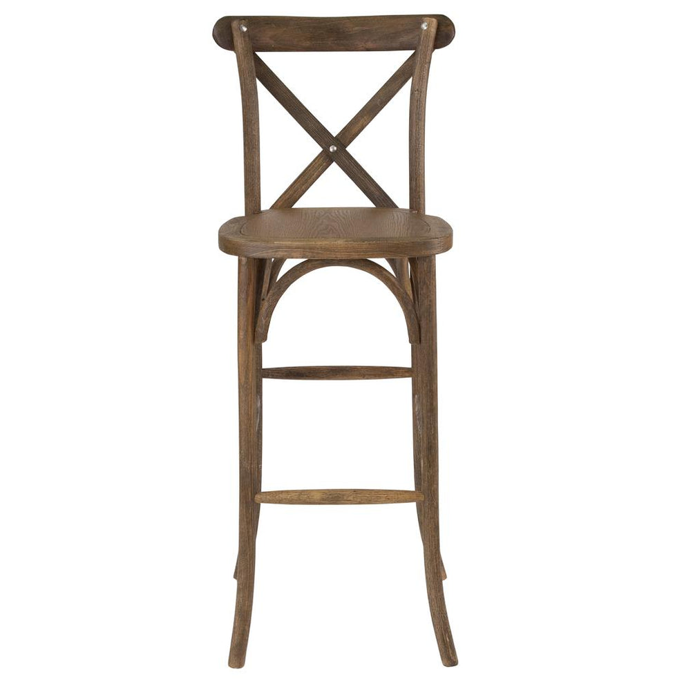 Hercules Series Dark Antique Wood Cross Back Barstool By Flash Furniture | Dining Chairs | Modishstore - 4