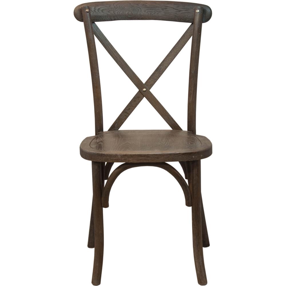 Advantage Dark Driftwood X-Back Chair By Flash Furniture | Dining Chairs | Modishstore - 4