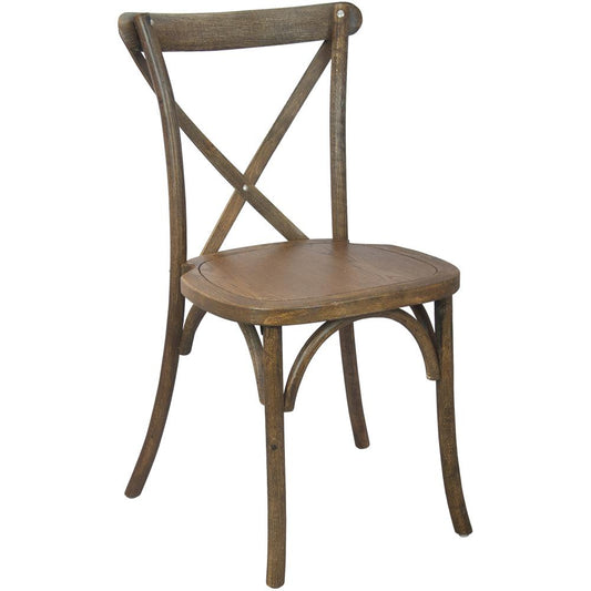 Advantage Hand Scraped Dark Natural X-Back Chair By Flash Furniture | Dining Chairs | Modishstore
