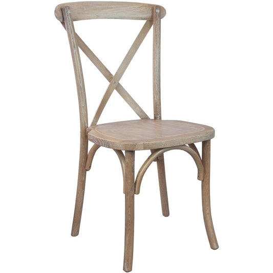 Advantage Driftwood X-Back Chair By Flash Furniture | Dining Chairs | Modishstore