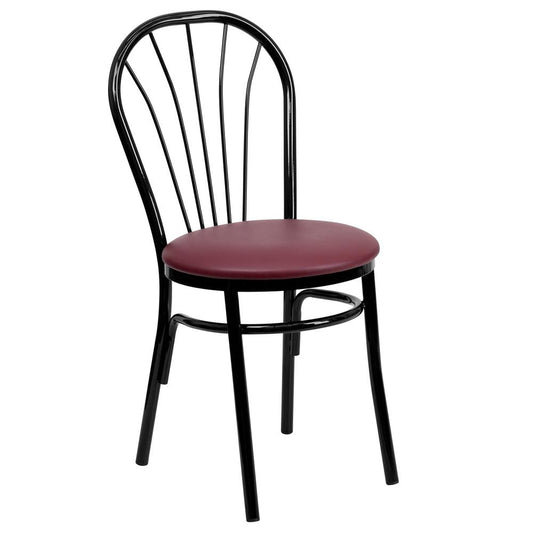 Hercules Series Fan Back Metal Chair - Burgundy Vinyl Seat By Flash Furniture | Dining Chairs | Modishstore
