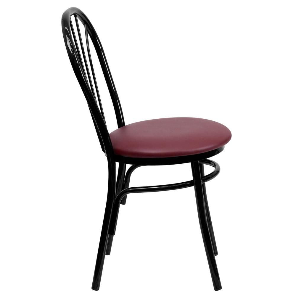 Hercules Series Fan Back Metal Chair - Burgundy Vinyl Seat By Flash Furniture | Dining Chairs | Modishstore - 2