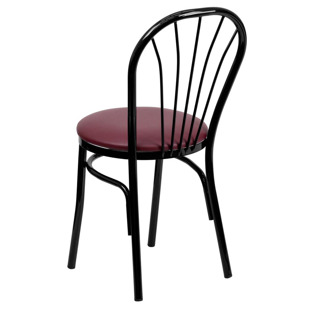 Hercules Series Fan Back Metal Chair - Burgundy Vinyl Seat By Flash Furniture | Dining Chairs | Modishstore - 3
