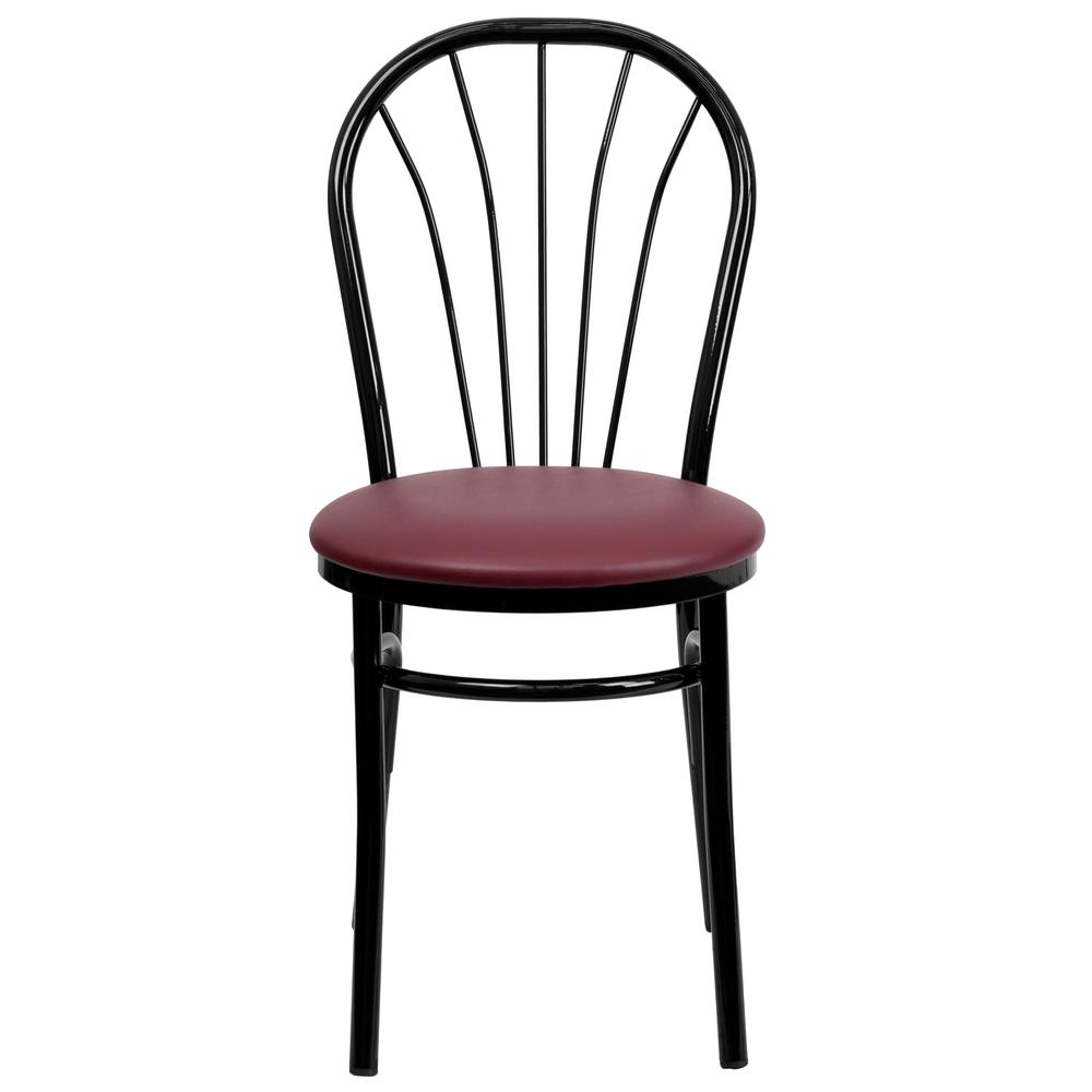 Hercules Series Fan Back Metal Chair - Burgundy Vinyl Seat By Flash Furniture | Dining Chairs | Modishstore - 4