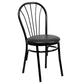 Hercules Series Fan Back Metal Chair - Black Vinyl Seat By Flash Furniture | Dining Chairs | Modishstore - 1