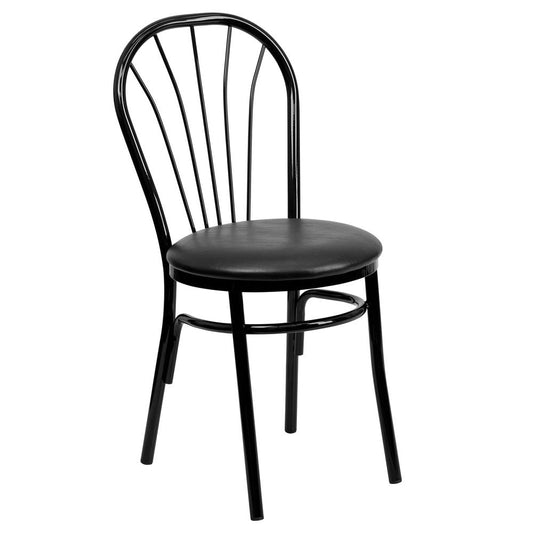 Hercules Series Fan Back Metal Chair - Black Vinyl Seat By Flash Furniture | Dining Chairs | Modishstore - 1