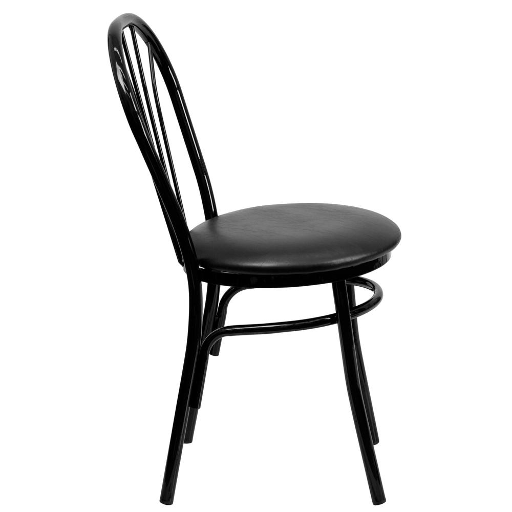 Hercules Series Fan Back Metal Chair - Black Vinyl Seat By Flash Furniture | Dining Chairs | Modishstore - 2