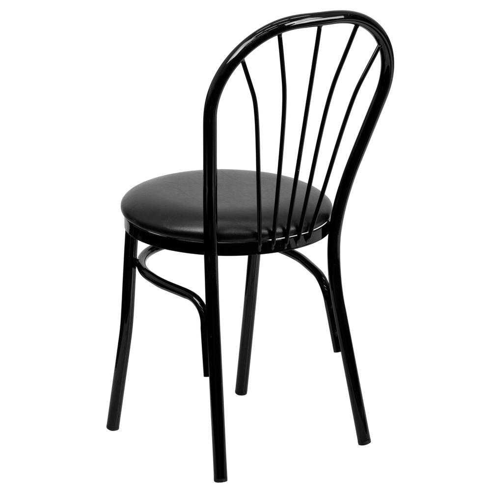 Hercules Series Fan Back Metal Chair - Black Vinyl Seat By Flash Furniture | Dining Chairs | Modishstore - 3
