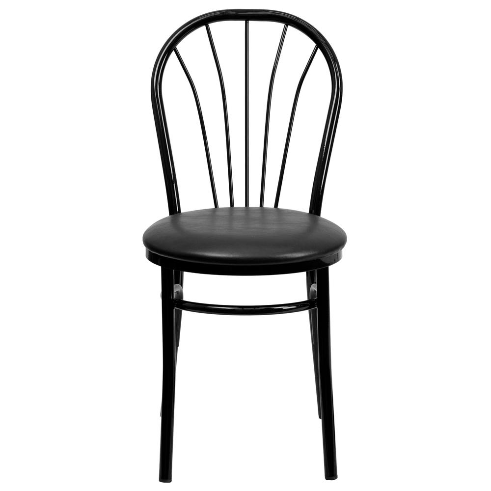 Hercules Series Fan Back Metal Chair - Black Vinyl Seat By Flash Furniture | Dining Chairs | Modishstore - 4