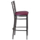 Hercules Series Clear Coated ''X'' Back Metal Restaurant Barstool - Burgundy Vinyl Seat By Flash Furniture | Bar Stools | Modishstore - 2