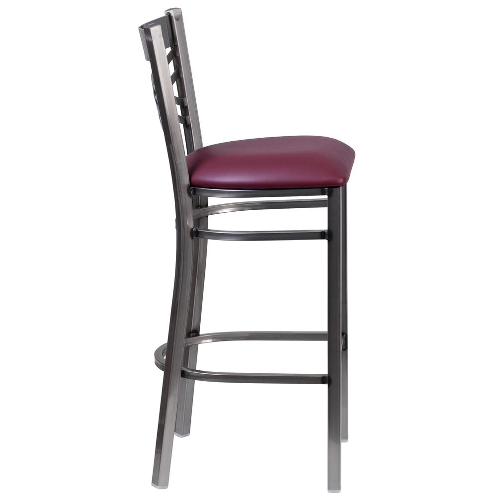 Hercules Series Clear Coated ''X'' Back Metal Restaurant Barstool - Burgundy Vinyl Seat By Flash Furniture | Bar Stools | Modishstore - 2