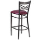 Hercules Series Clear Coated ''X'' Back Metal Restaurant Barstool - Burgundy Vinyl Seat By Flash Furniture | Bar Stools | Modishstore - 3