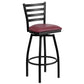 Hercules Series Black Ladder Back Swivel Metal Barstool - Burgundy Vinyl Seat By Flash Furniture | Bar Stools | Modishstore - 1