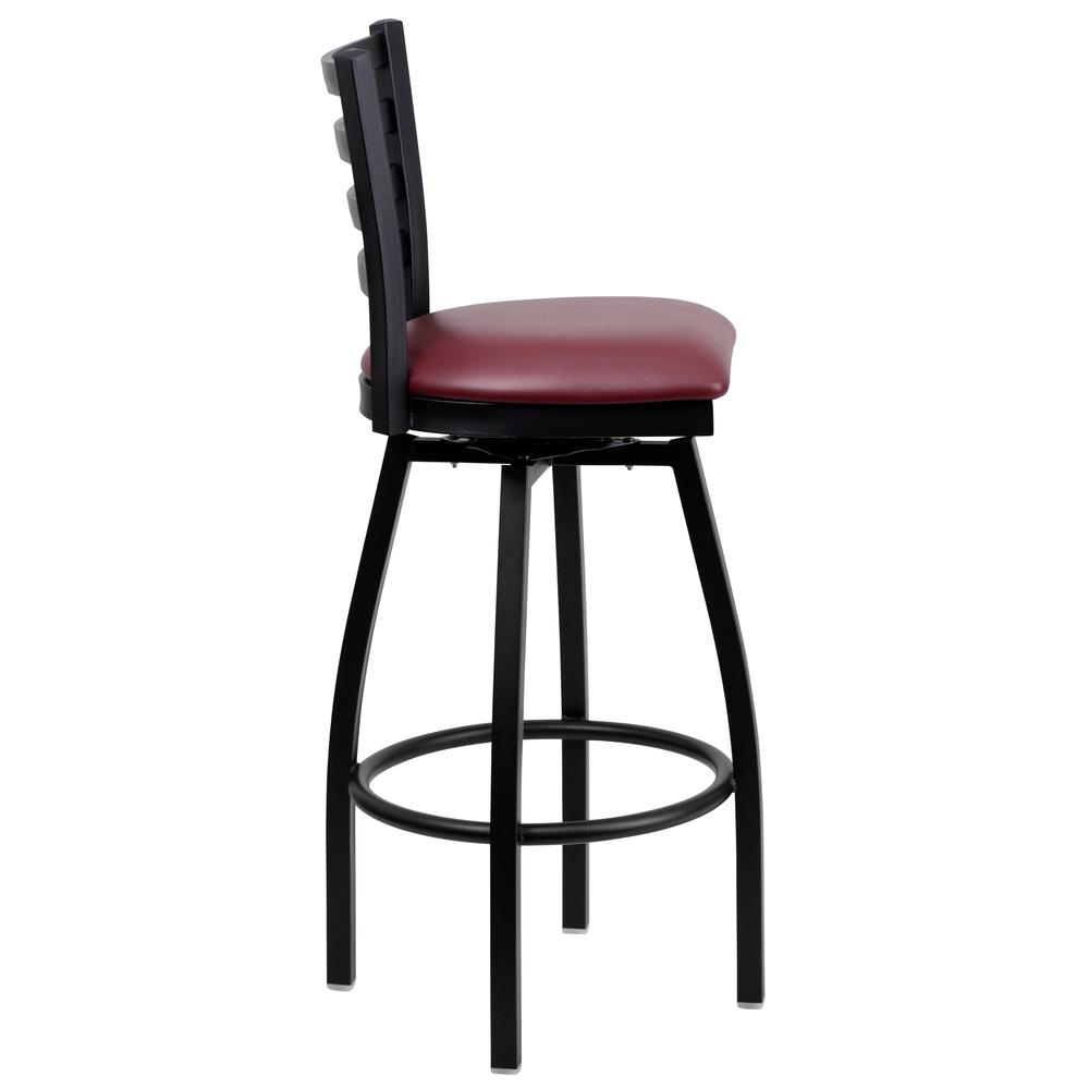 Hercules Series Black Ladder Back Swivel Metal Barstool - Burgundy Vinyl Seat By Flash Furniture | Bar Stools | Modishstore - 2