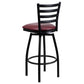 Hercules Series Black Ladder Back Swivel Metal Barstool - Burgundy Vinyl Seat By Flash Furniture | Bar Stools | Modishstore - 3