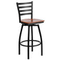 Hercules Series Black Ladder Back Swivel Metal Barstool - Cherry Wood Seat By Flash Furniture | Bar Stools | Modishstore - 1