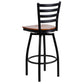 Hercules Series Black Ladder Back Swivel Metal Barstool - Cherry Wood Seat By Flash Furniture | Bar Stools | Modishstore - 3