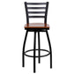 Hercules Series Black Ladder Back Swivel Metal Barstool - Cherry Wood Seat By Flash Furniture | Bar Stools | Modishstore - 4