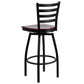 Hercules Series Black Ladder Back Swivel Metal Barstool - Mahogany Wood Seat By Flash Furniture | Bar Stools | Modishstore - 3