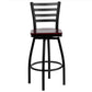 Hercules Series Black Ladder Back Swivel Metal Barstool - Mahogany Wood Seat By Flash Furniture | Bar Stools | Modishstore - 4