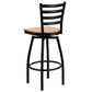 Hercules Series Black Ladder Back Swivel Metal Barstool - Natural Wood Seat By Flash Furniture | Bar Stools | Modishstore - 3