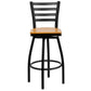 Hercules Series Black Ladder Back Swivel Metal Barstool - Natural Wood Seat By Flash Furniture | Bar Stools | Modishstore - 4