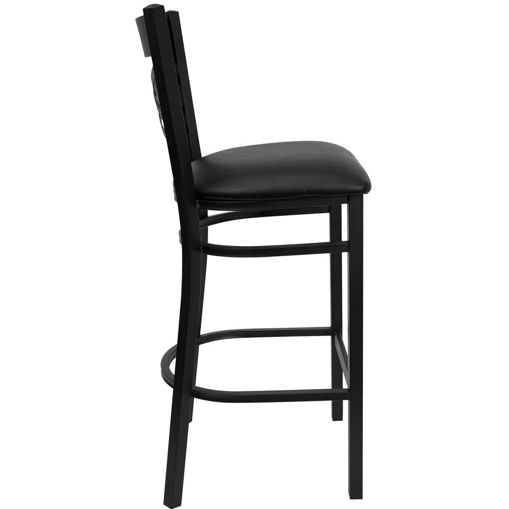 Hercules Series Black ''X'' Back Metal Restaurant Barstool - Black Vinyl Seat By Flash Furniture | Bar Stools | Modishstore - 2