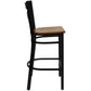 Hercules Series Black ''X'' Back Metal Restaurant Barstool - Cherry Wood Seat By Flash Furniture | Bar Stools | Modishstore - 2