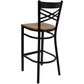 Hercules Series Black ''X'' Back Metal Restaurant Barstool - Cherry Wood Seat By Flash Furniture | Bar Stools | Modishstore - 3