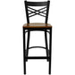 Hercules Series Black ''X'' Back Metal Restaurant Barstool - Cherry Wood Seat By Flash Furniture | Bar Stools | Modishstore - 4