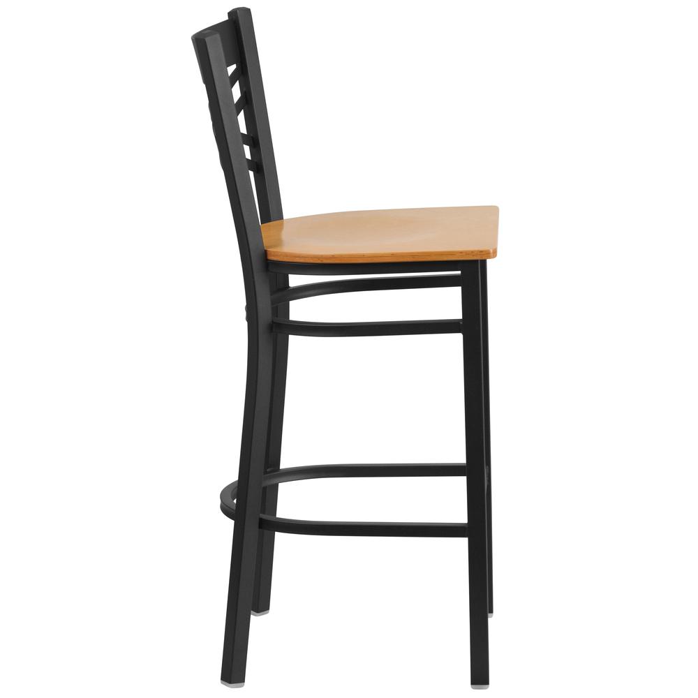 Hercules Series Black ''X'' Back Metal Restaurant Barstool - Natural Wood Seat By Flash Furniture | Bar Stools | Modishstore - 2