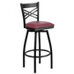 Hercules Series Black ''X'' Back Swivel Metal Barstool - Burgundy Vinyl Seat By Flash Furniture | Bar Stools | Modishstore - 1