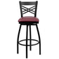Hercules Series Black ''X'' Back Swivel Metal Barstool - Burgundy Vinyl Seat By Flash Furniture | Bar Stools | Modishstore - 4