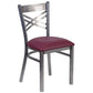 Hercules Series Clear Coated ''X'' Back Metal Restaurant Chair - Burgundy Vinyl Seat By Flash Furniture | Side Chairs | Modishstore - 1