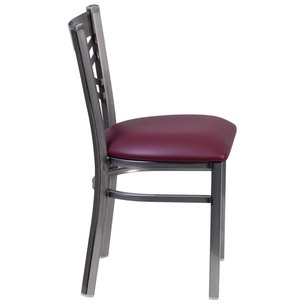 Hercules Series Clear Coated ''X'' Back Metal Restaurant Chair - Burgundy Vinyl Seat By Flash Furniture | Side Chairs | Modishstore - 2