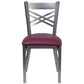 Hercules Series Clear Coated ''X'' Back Metal Restaurant Chair - Burgundy Vinyl Seat By Flash Furniture | Side Chairs | Modishstore - 4