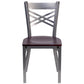 Hercules Series Clear Coated ''X'' Back Metal Restaurant Chair - Mahogany Wood Seat By Flash Furniture | Side Chairs | Modishstore - 4