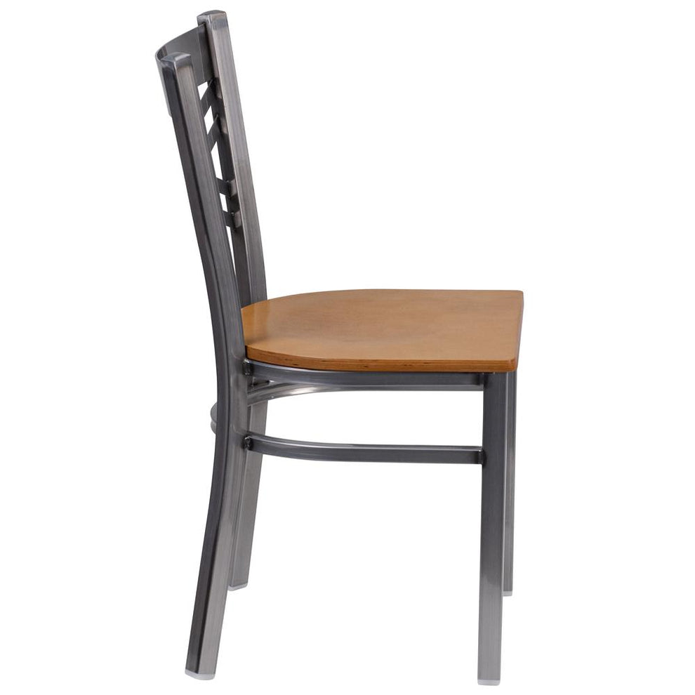 Hercules Series Clear Coated ''X'' Back Metal Restaurant Chair - Natural Wood Seat By Flash Furniture | Side Chairs | Modishstore - 2