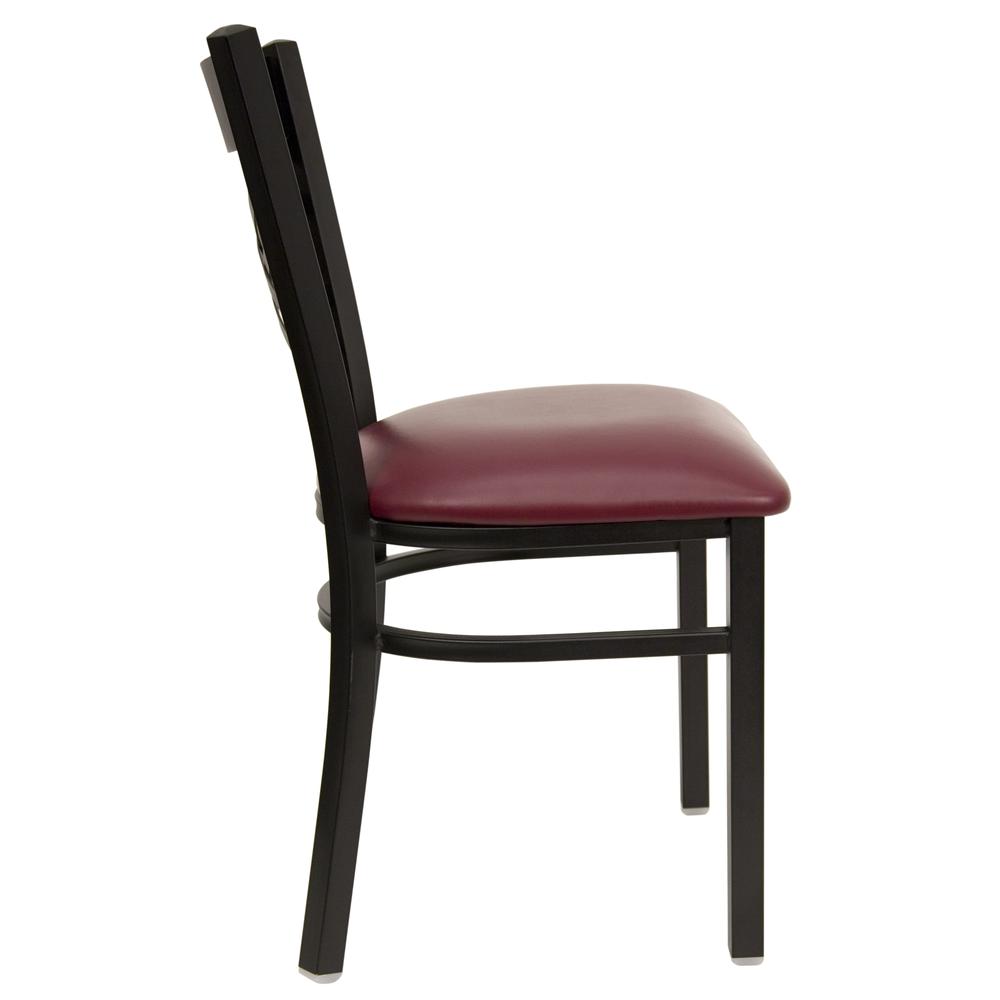Hercules Series Black ''X'' Back Metal Restaurant Chair - Burgundy Vinyl Seat By Flash Furniture | Dining Chairs | Modishstore - 2